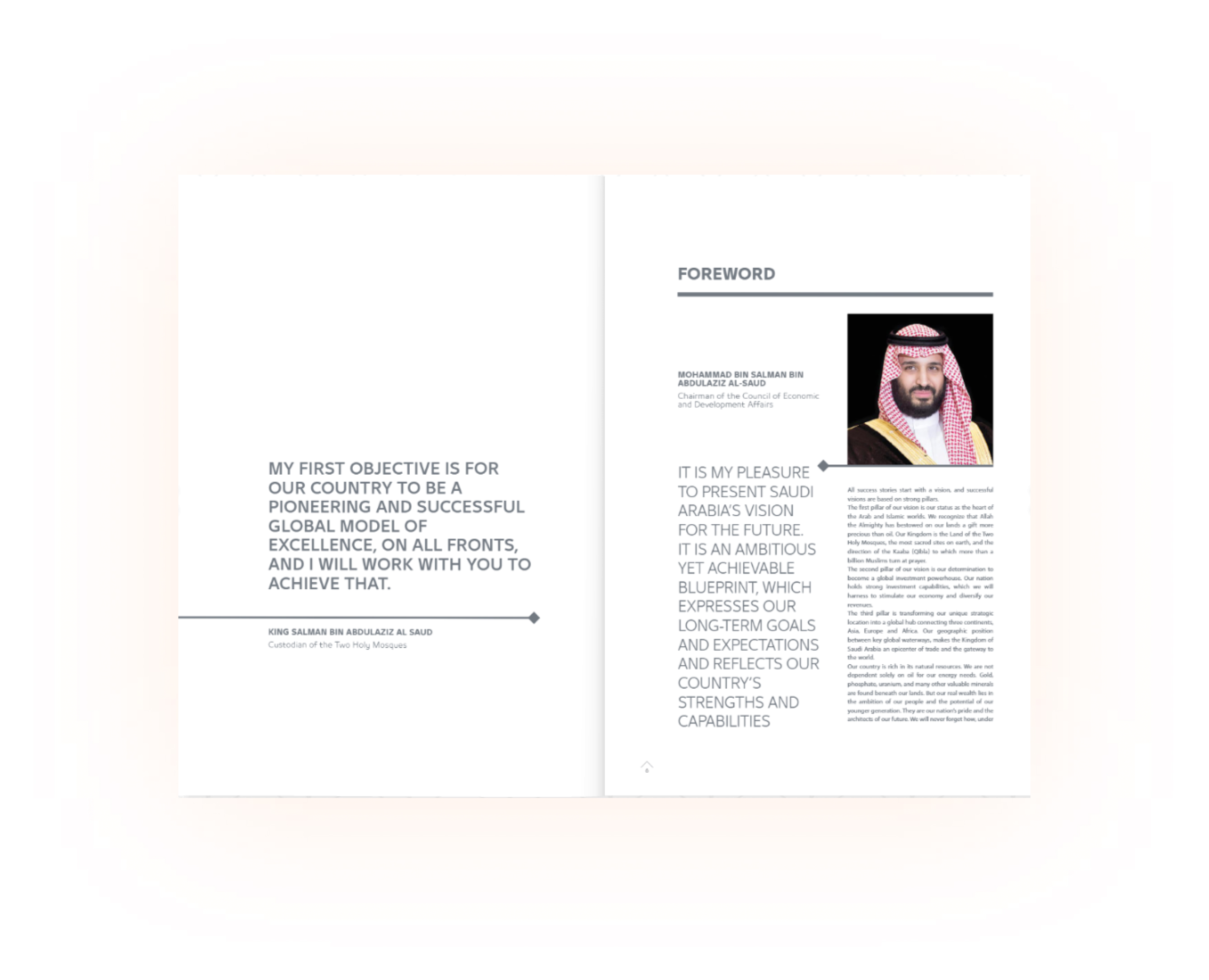Saudi Vision 2030 document - foreword spread